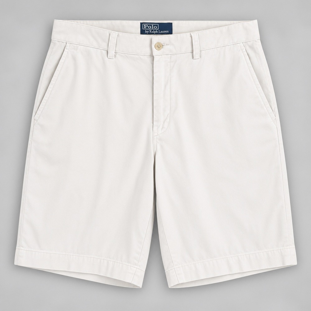 Polo Ralph Lauren Mens White Cotton Chino Shorts Flat Front RN 41381 Size 32